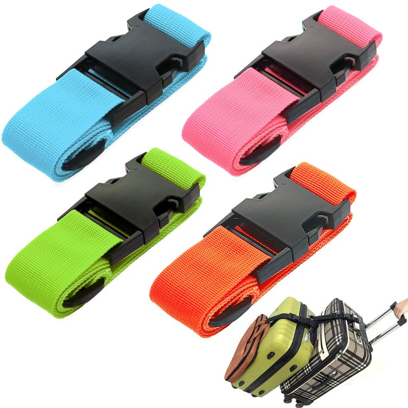 Ajmyonsp 4Pack Luggage Straps Add Bag Straps to Connect Two Suitcases, Adjustable Luggage Belt Connector for Carry On, Travel Attachment Accessories for Connect Your 3 Luggages 4 Color - Image 1